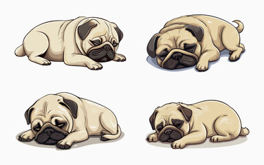 Cute sleep bulldog cartoon character vector illustration