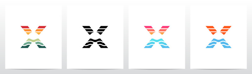 Sunset Sunrise On Sea Water Letter Logo Design X