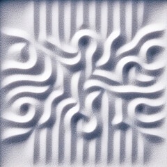 Sand patterns formed from vibrating a square sheet of thin metal. These formations, known as Chladni patterns, occur when fine particles, such as grains of sand or salt