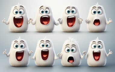 Obraz premium creepy face expression characters set