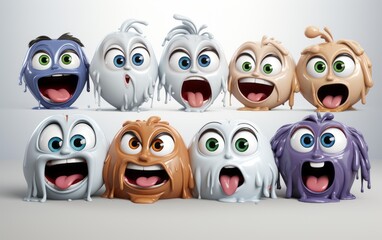 Obraz premium creepy face expression characters set