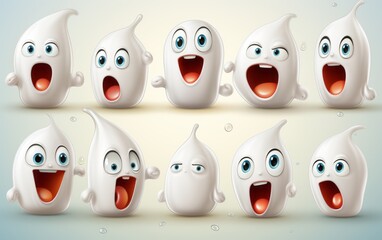 Fototapeta premium creepy face expression characters set