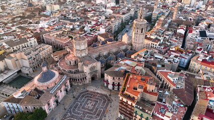 4k view of Valencia, Spain. aerial footage the Miguelet Bell Tower - 682435694