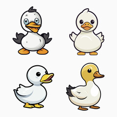 Cute duck cartoon character vector illustration