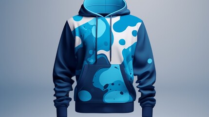 An artistic interpretation of a blank blue hoodie mockup 