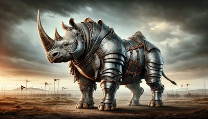 Armored Battle Rhino - obrazy, fototapety, plakaty