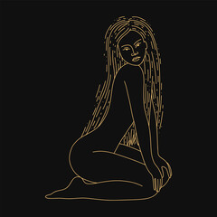 woman contour astrology, goddess of female power. zodiac signs, tarot cards, fortune-telling and predictions, forecast