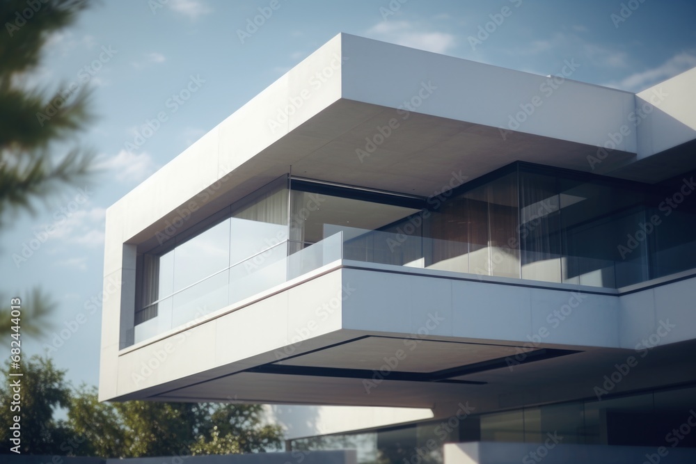 Poster a picture of a white building with multiple balconies. this image can be used to showcase architectu