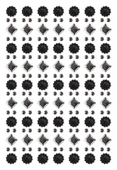 Set of decorative black and silver geometric applique stickers on white background.