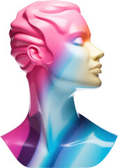 Colorful Iridescent shiny glossy textured PNG bust