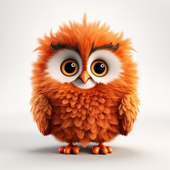 Fototapeta premium cute fluffy cartoon owl on white background