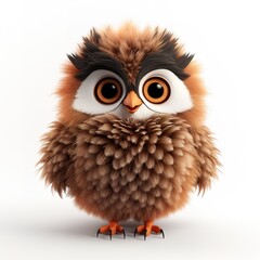 Obraz premium cute fluffy cartoon owl on white background