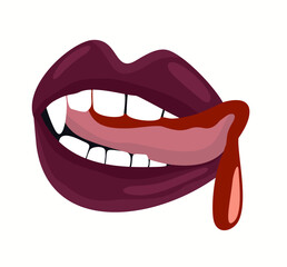 Mouth of vampire. Vector isolated illustration.