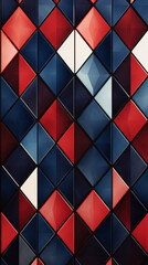 A mosaic pattern with diamonds in shades of navy and red