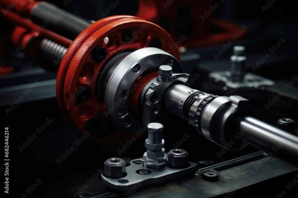 Poster a detailed close up of a machine in operation. suitable for industrial and technological concepts