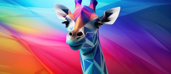 Colorful Polygonal style Neck and head of a giraffe animal. AI generated image
