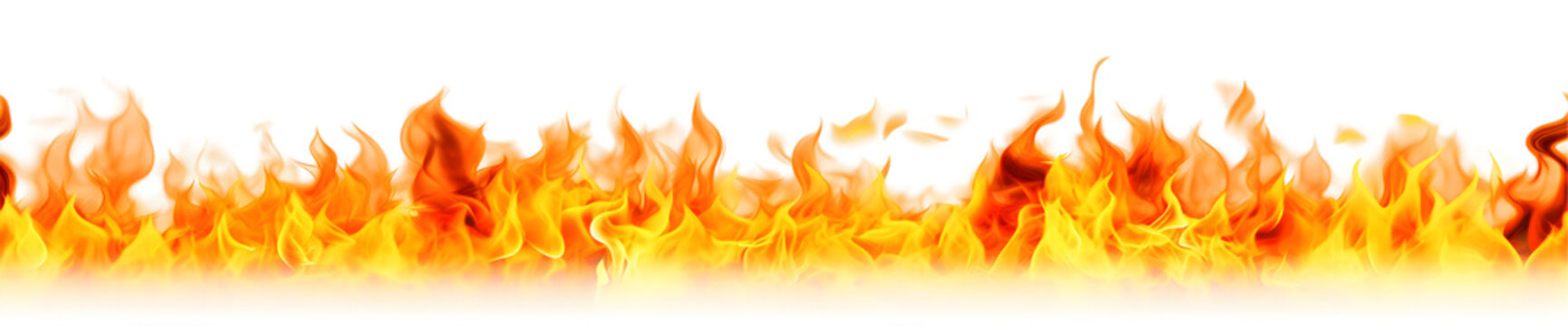 A dynamic seamless border of blazing flames, representing the fierce energy and power of fire