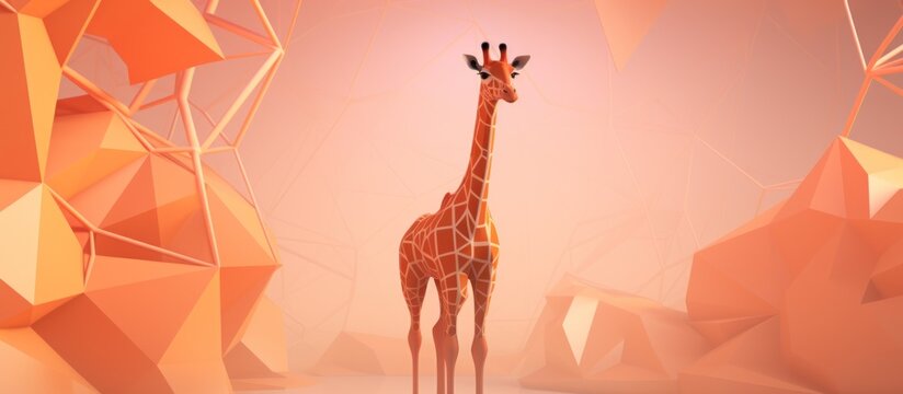 Colorful Polygonal style of a giraffe animal. AI generated image