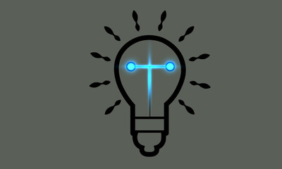 black light bulb icon isolated on grey background. Render cartoon style minimal realistic effect