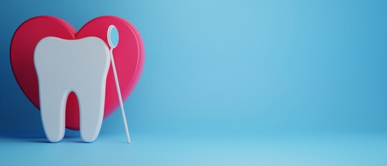 3d object illustration for dentist tooth with tools of medical health care for dental clinic hospital bussiness