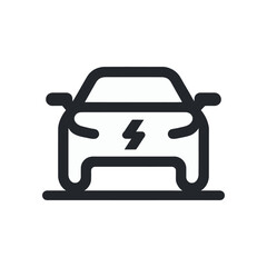 electric car linear icon with plug and lightning isolated. Vector illustration