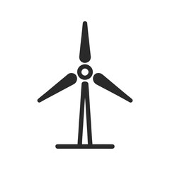 Black silhouette icon of a wind turbine on a white background. Vector illustration