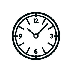 Round wall clock line icon, isolated. Vector illustration