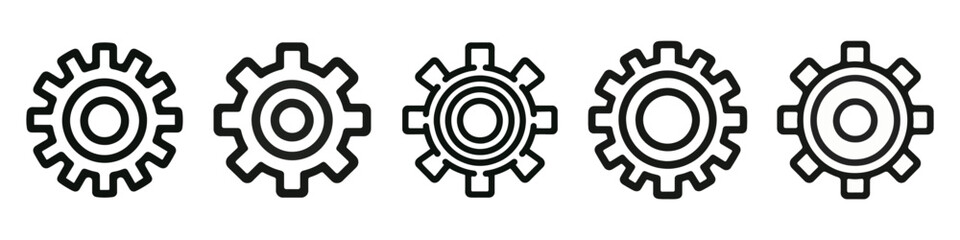 Set of gear line icons. Cogs, gears isolated. Vector illustration