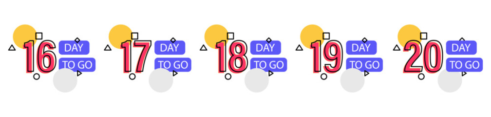 Days Left Badges and Stickers. Number of days left. Countdown left days banner. Count down vector banner template