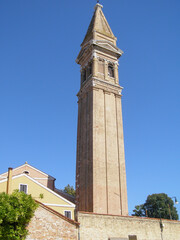 St Martin Bishop church leaning bell tower in Venice