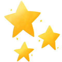 hand drawn three stars png illustration .