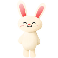 hand drawn cute rabbit png illustration .
