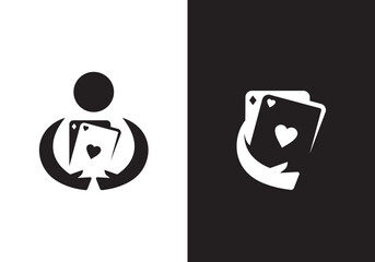 simple poker logo design, design for club casino betting gambling symbol vector template - obrazy, fototapety, plakaty