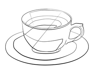Continuous drawing of the coffee cup line.
