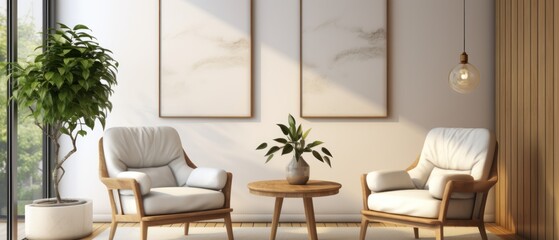 Interior of modern living room with two armchairs. Elegant Modern Living room