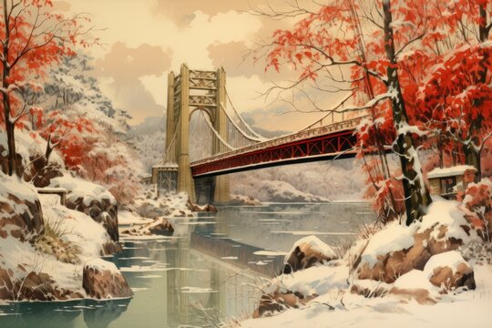 Snowy Bridges - Generative AI