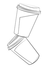 Continuous drawing of the coffee cup line.