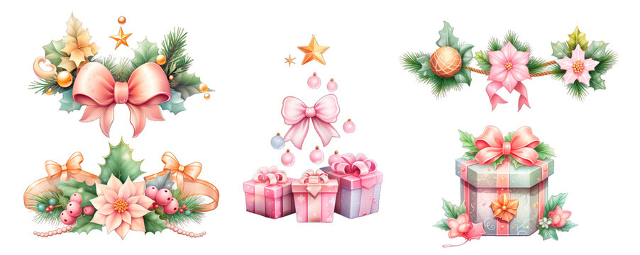 set of Christmas elements png 3d Isolated on transparent background. Christmas element for greeting card, banner,invitation,flyer,stickers. New Year and Christmas kids symbol. High quality photo