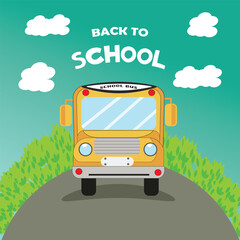 Back to school poster School bus 3D art style driving on the road with beautiful sky background vector illustration
Vector Format