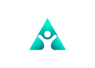 Fototapeta premium Initial letter A people logo design, abstract young people lifestyle with happy logo symbol, icon design for healthy life