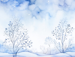 Fototapeta premium Minimalist Christmas card in white and blue colors 