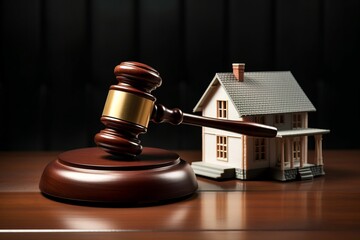 Real estate arbitration law. Gavel and house model