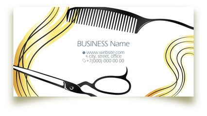 Business card for beauty salon and hair salon design - obrazy, fototapety, plakaty