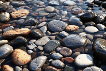 Small stones in clear water