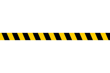 under construction. Warning tape with black and yellow diagonal stripes on transparent background