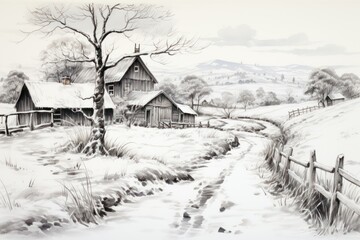 Winter Farm Scenes - Generative AI