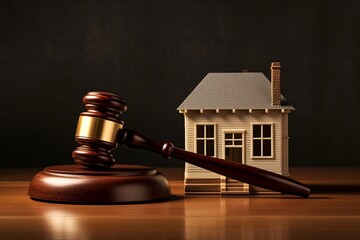 Real estate arbitration law. Gavel and house model