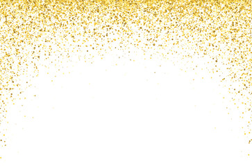 Decorative falling gold glitter, confetti, golden dust, glittery on transparent background - vector