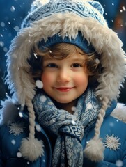 portrait of a little girl in winter