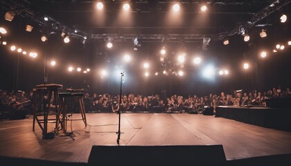 Empty stage of a small unplugged live music concer